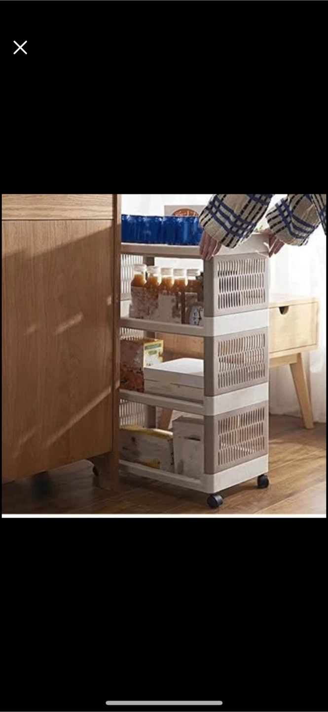 3-Tier Rolling Storage Cart - Beige - photo 2
