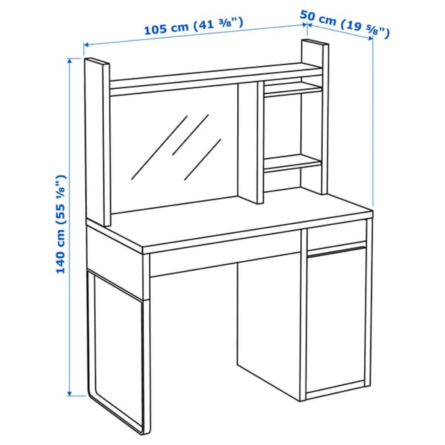 White Study Desk with Hutch and Shelves - photo 2