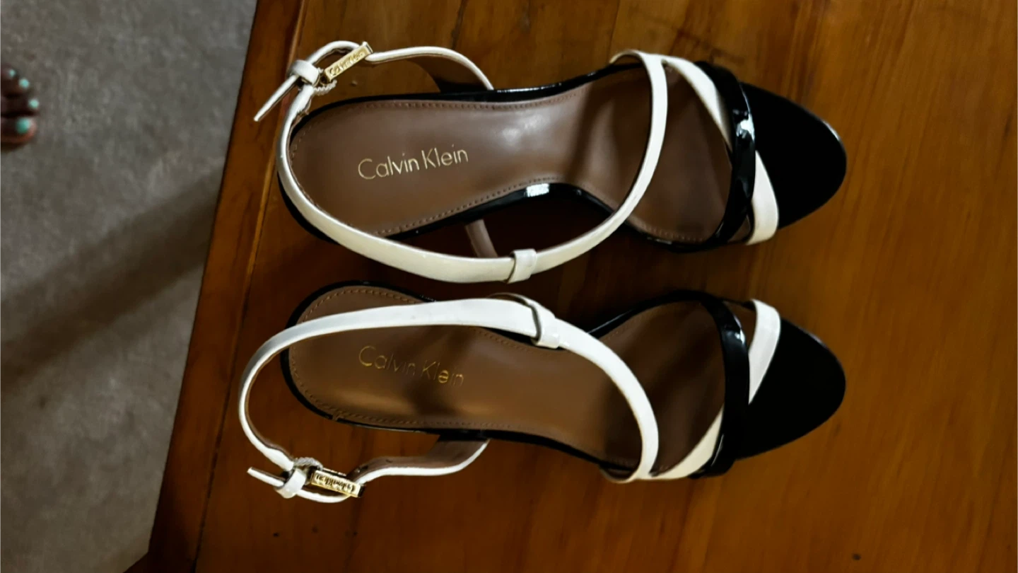 Calvin Klein Women's Strappy Heels - Black and White - photo 2