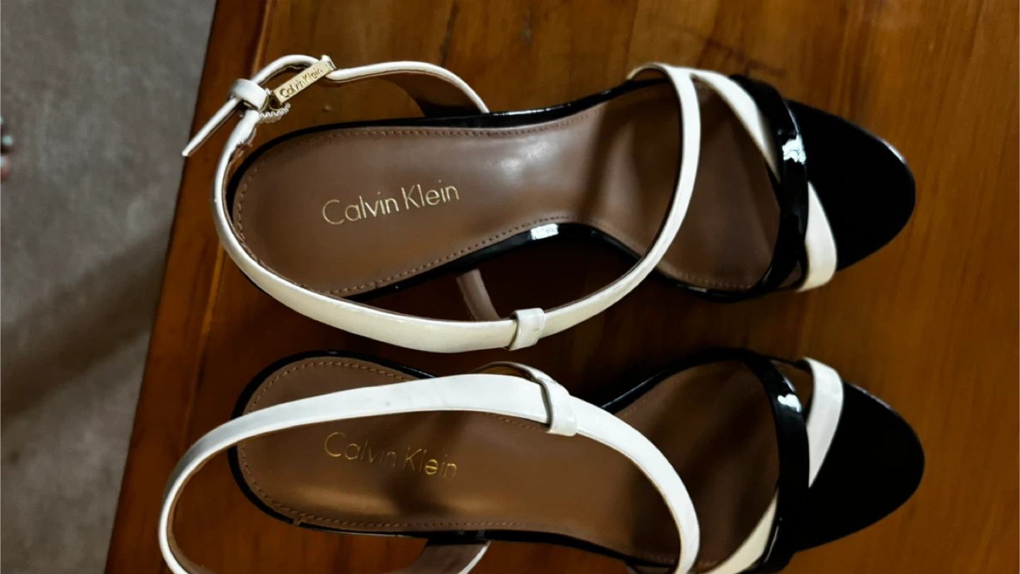 Calvin Klein Women's Strappy Heels - Black and White