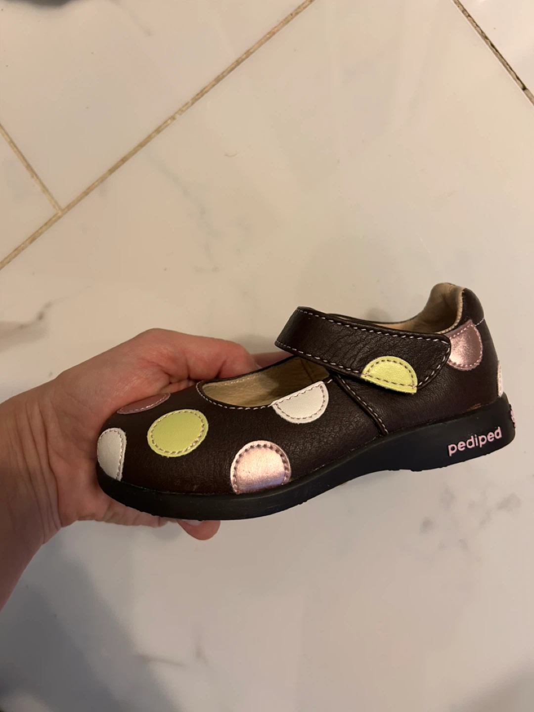 Size 7 Pediped Flex Brown Polka Dot Mary Jane Shoes Size 23 - photo 2