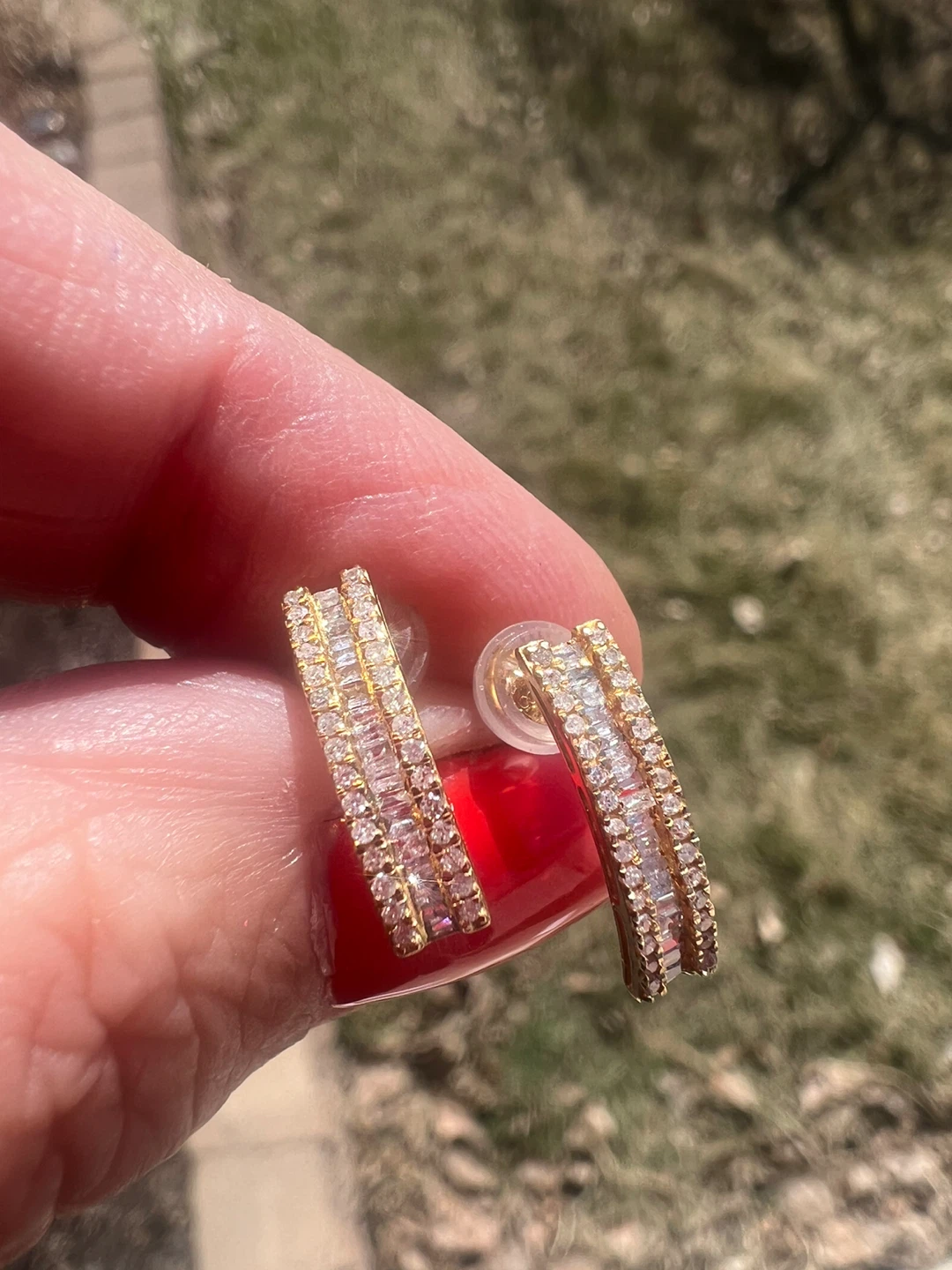 18 к Gold diamonds earrings - photo 2