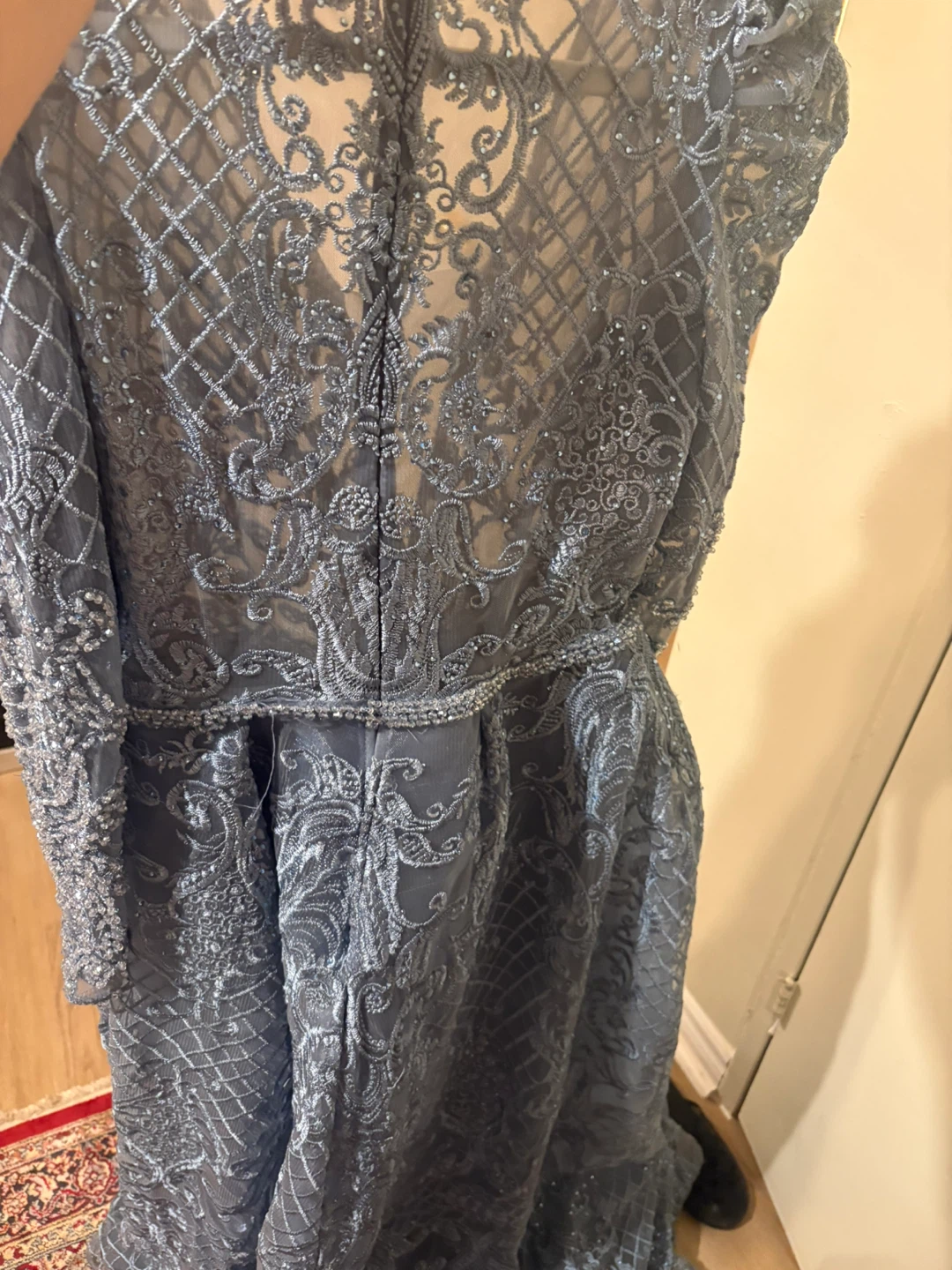 Grey Embellished Formal Dress