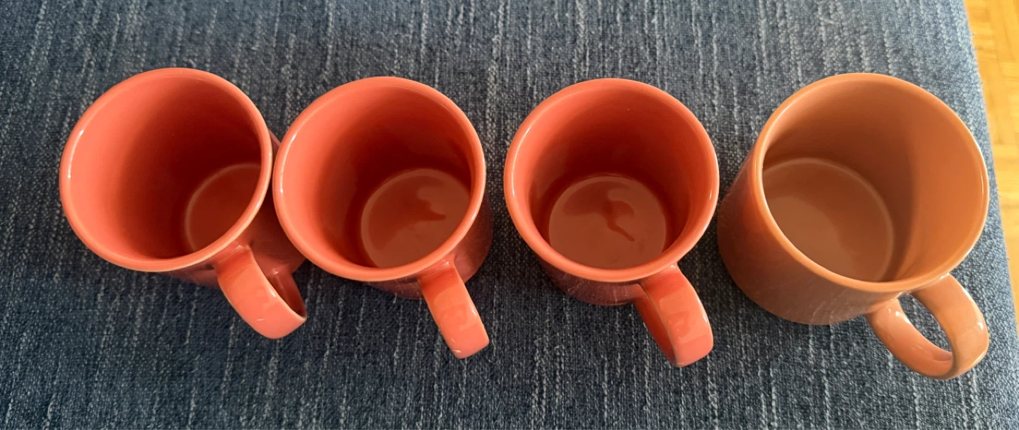 Set of 4 Ceramic Mugs - Coral Pink & Peach - photo 2