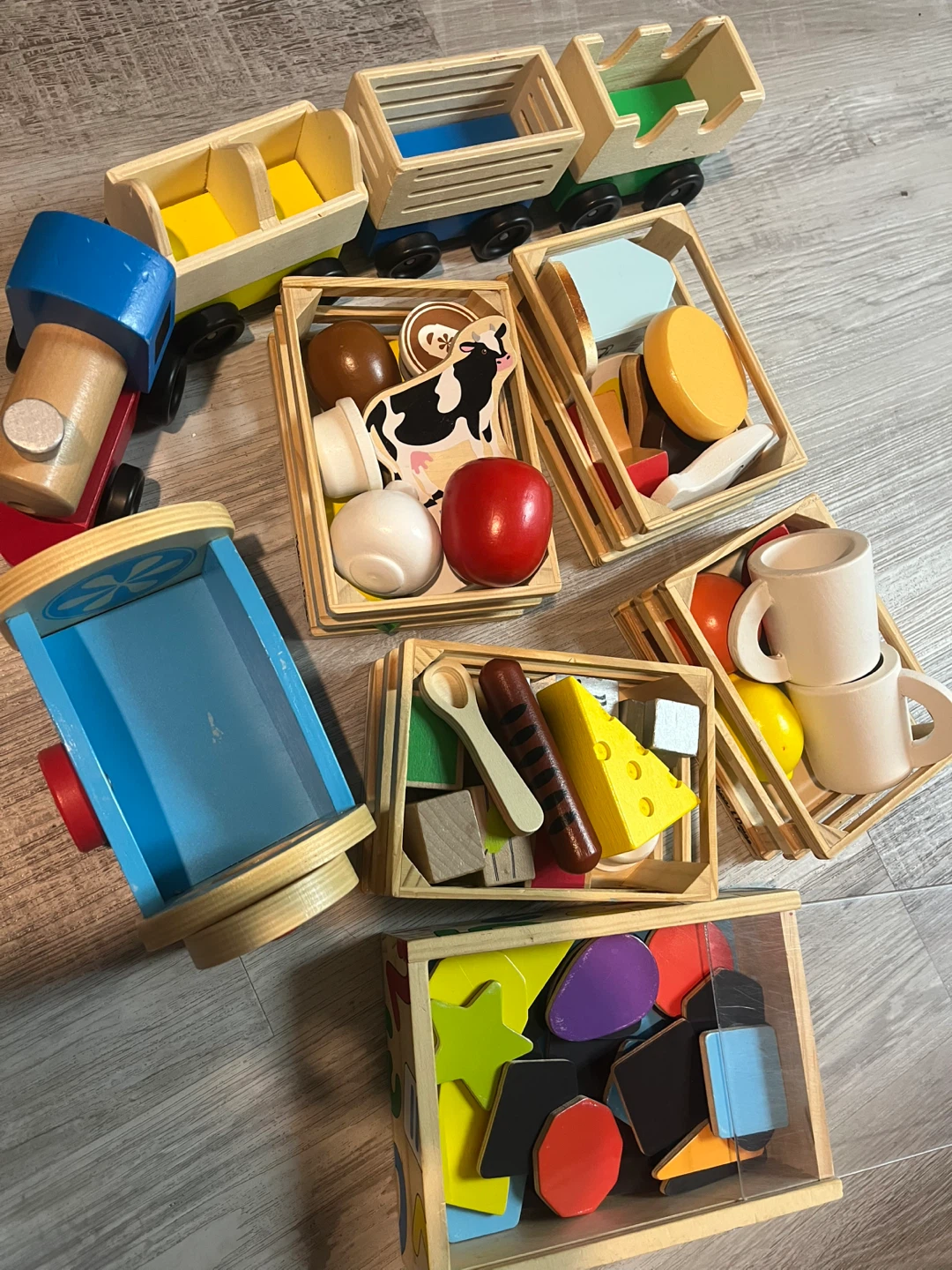 Wooden Toy Train Set with Food Crates - photo 4