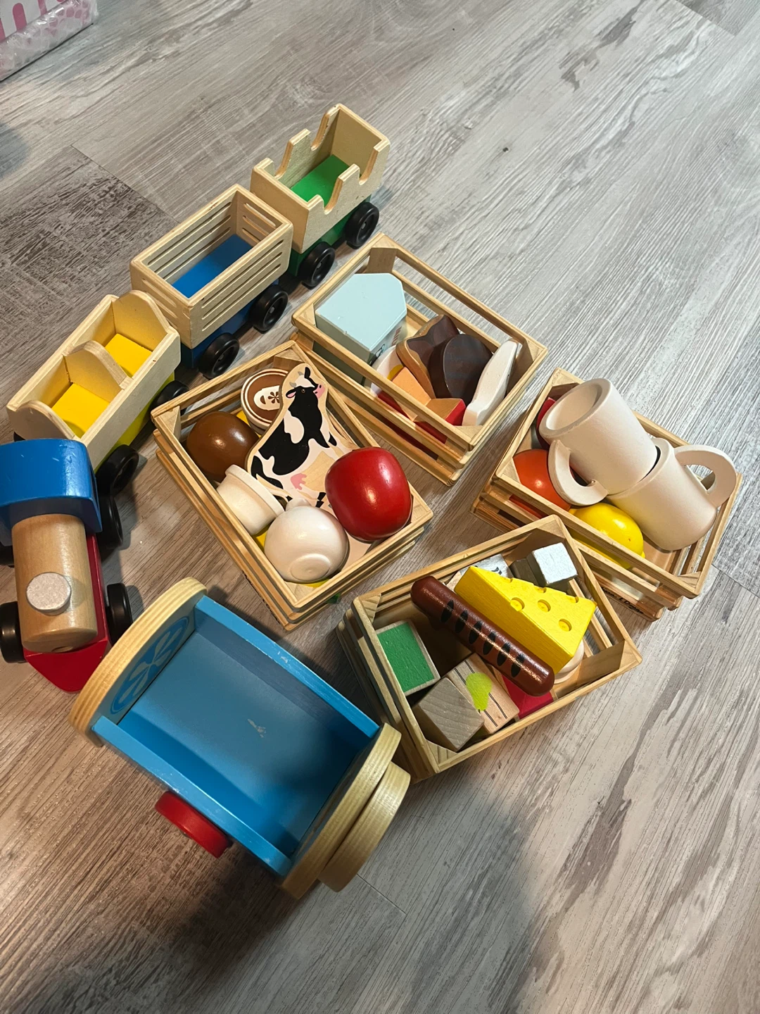 Wooden Toy Train Set with Food Crates - photo 2