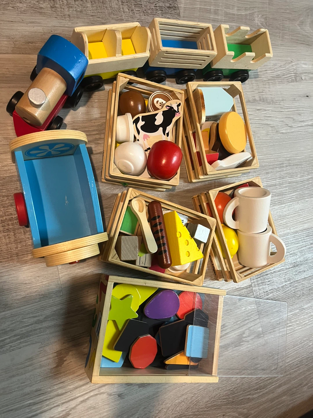 Wooden Toy Train Set with Food Crates - photo 3