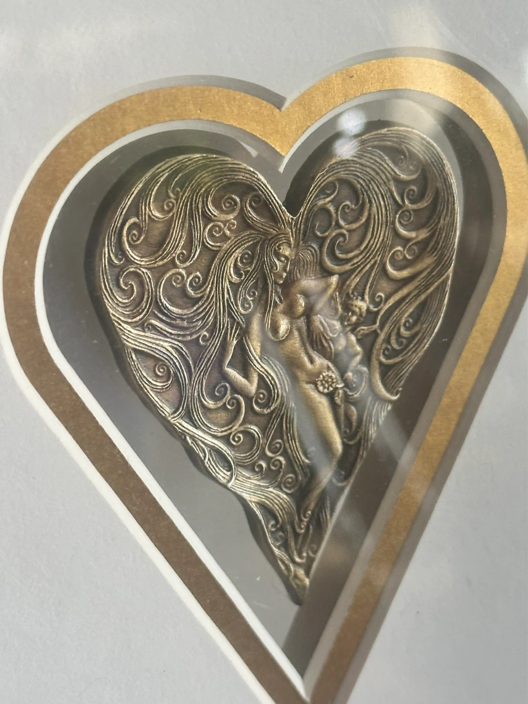 Erte Double Sided Bronze Heart Medallion Limited Edition 2500 - photo 3