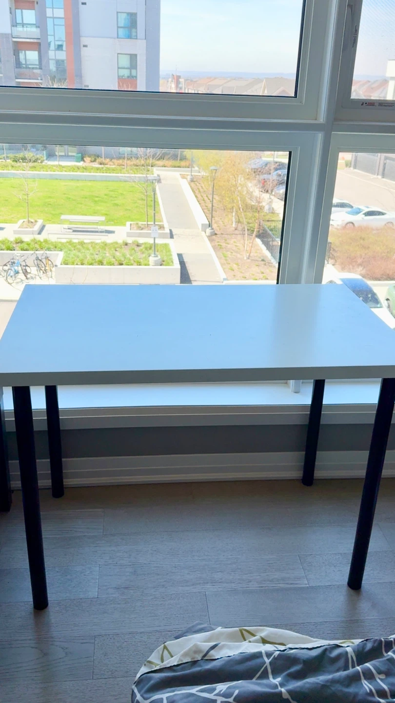 White Rectangular Desk with Black Legs