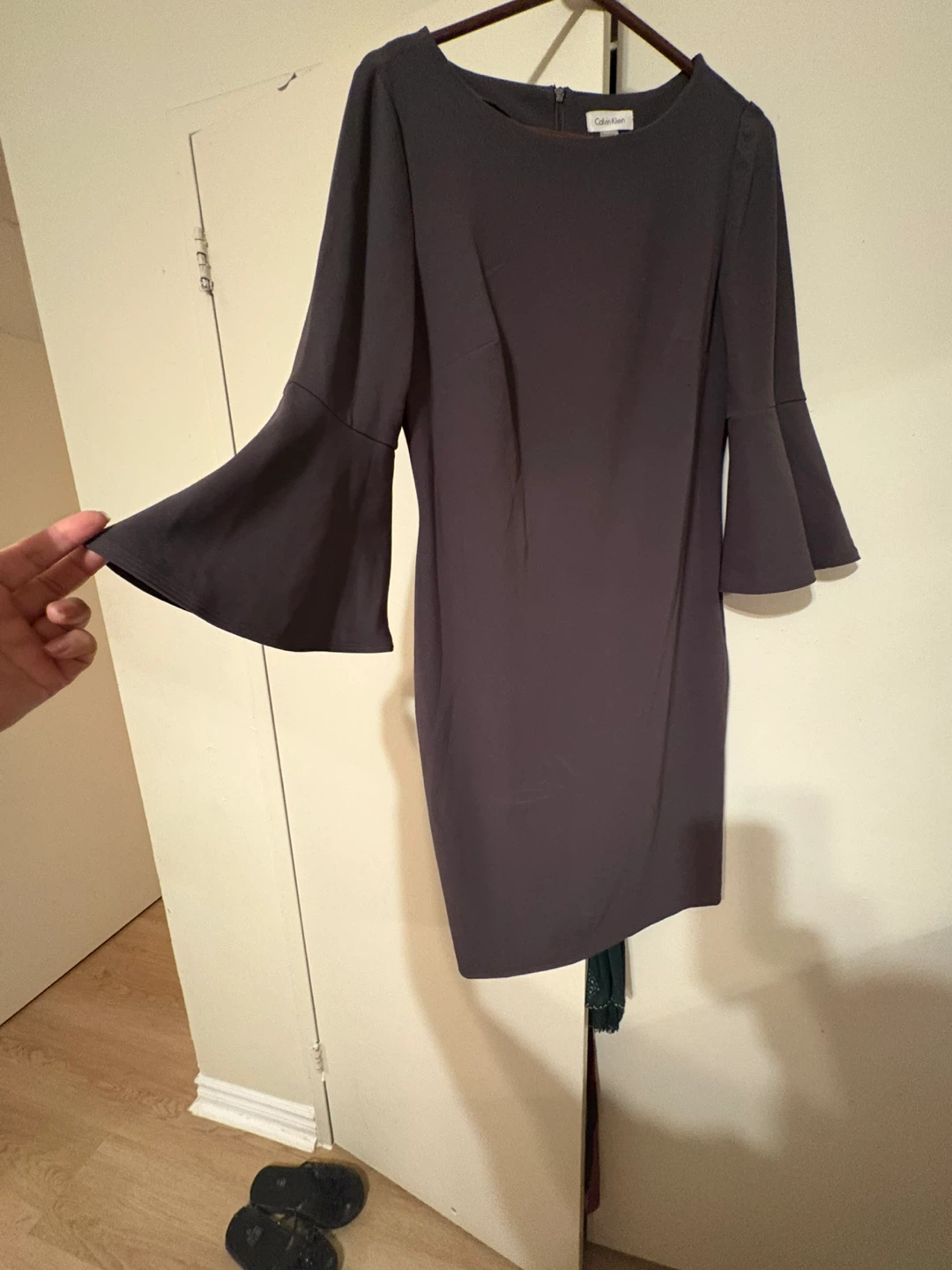 Calvin Klein Grey Bell Sleeve Dress Size 12