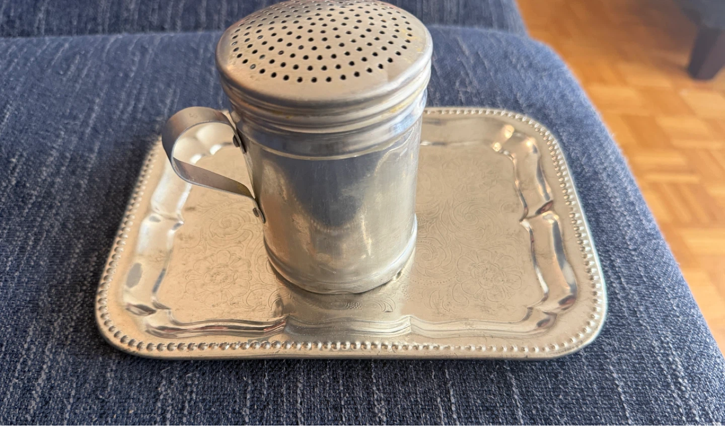 Silver Shaker with Embossed Tray