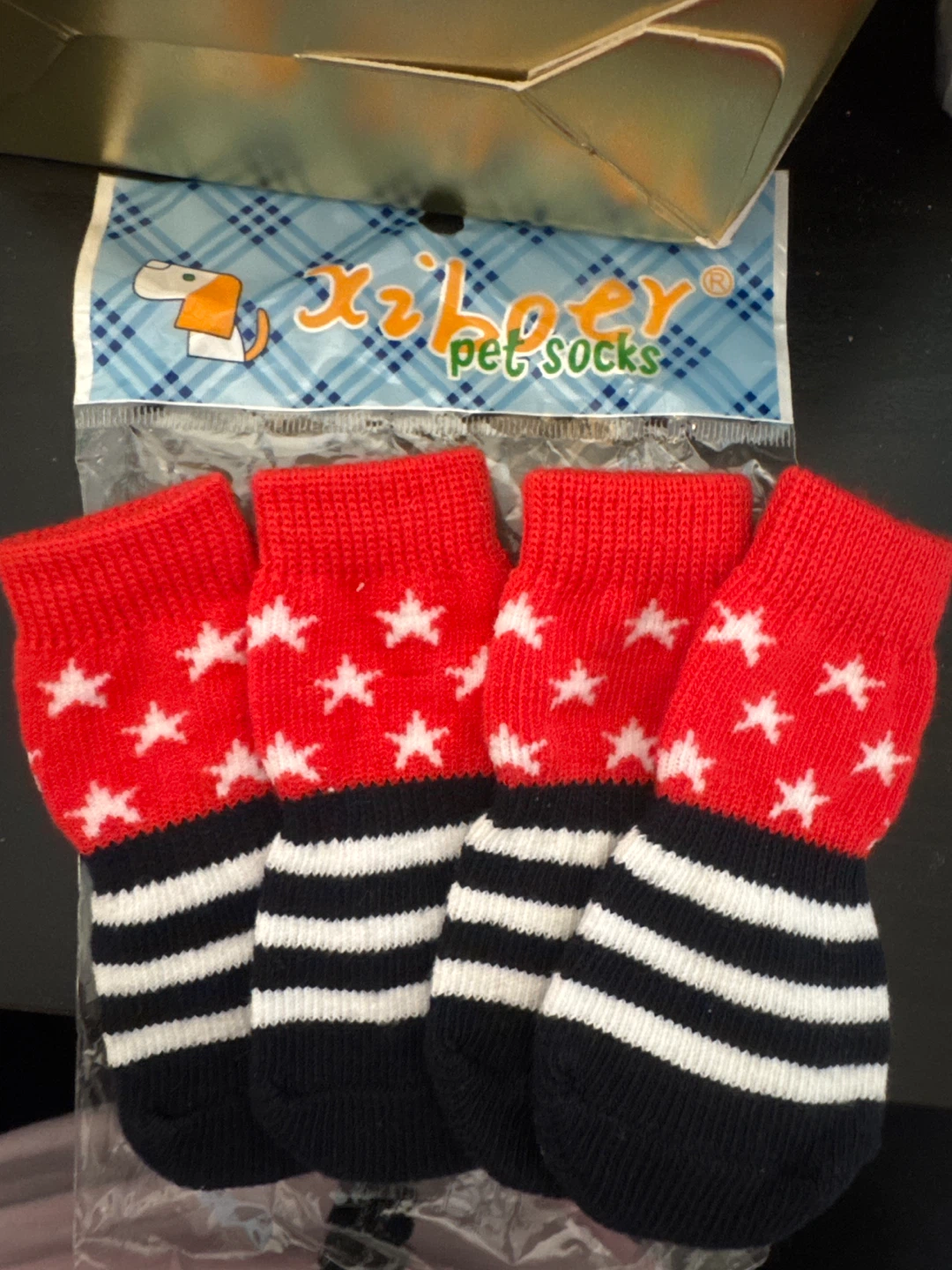Xiloer Pet Socks - Red Stars & Stripes