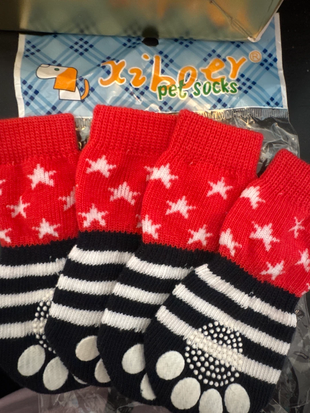 Xiloer Pet Socks - Red Stars & Stripes - photo 2