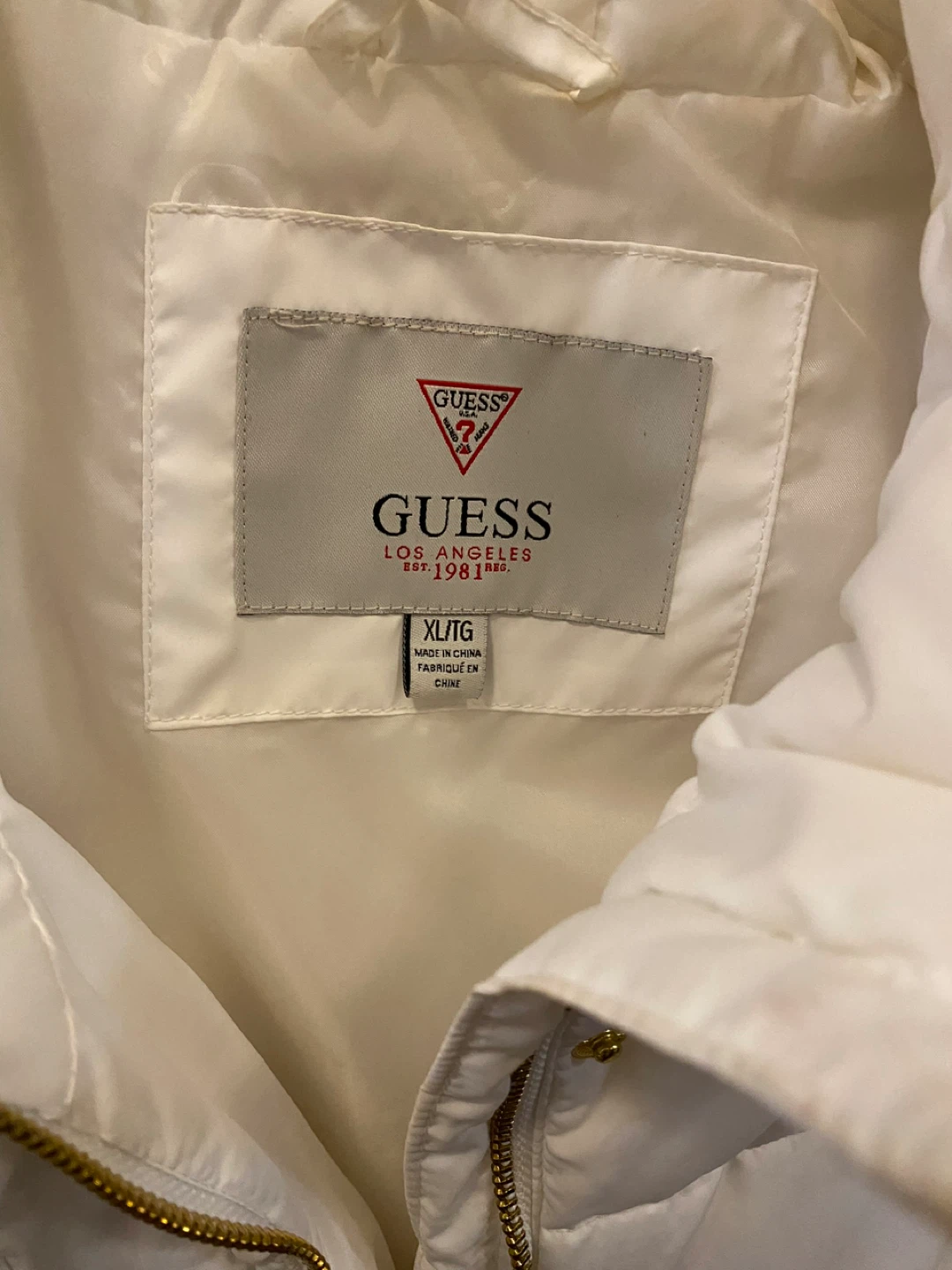 White Guess Puffer Vest with Fur Hood - XL/TG - photo 3