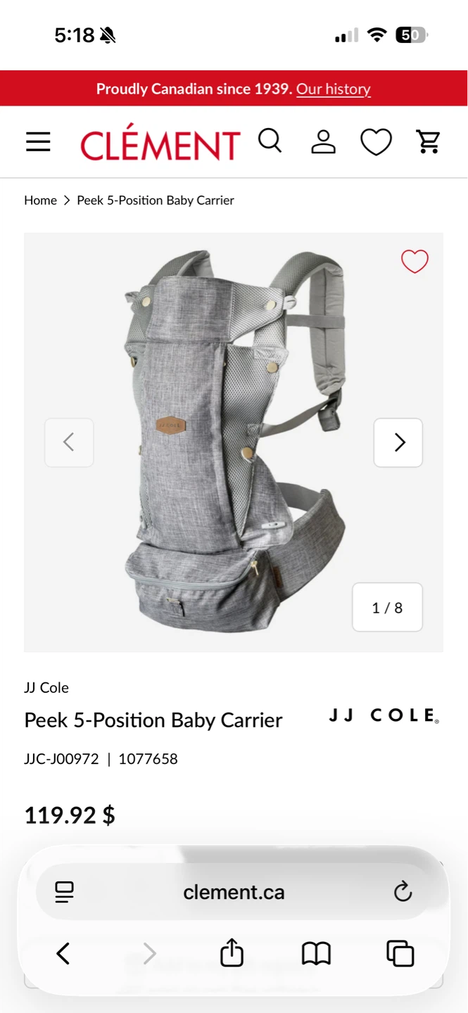 JJ Cole Peek 5-Position Baby Carrier