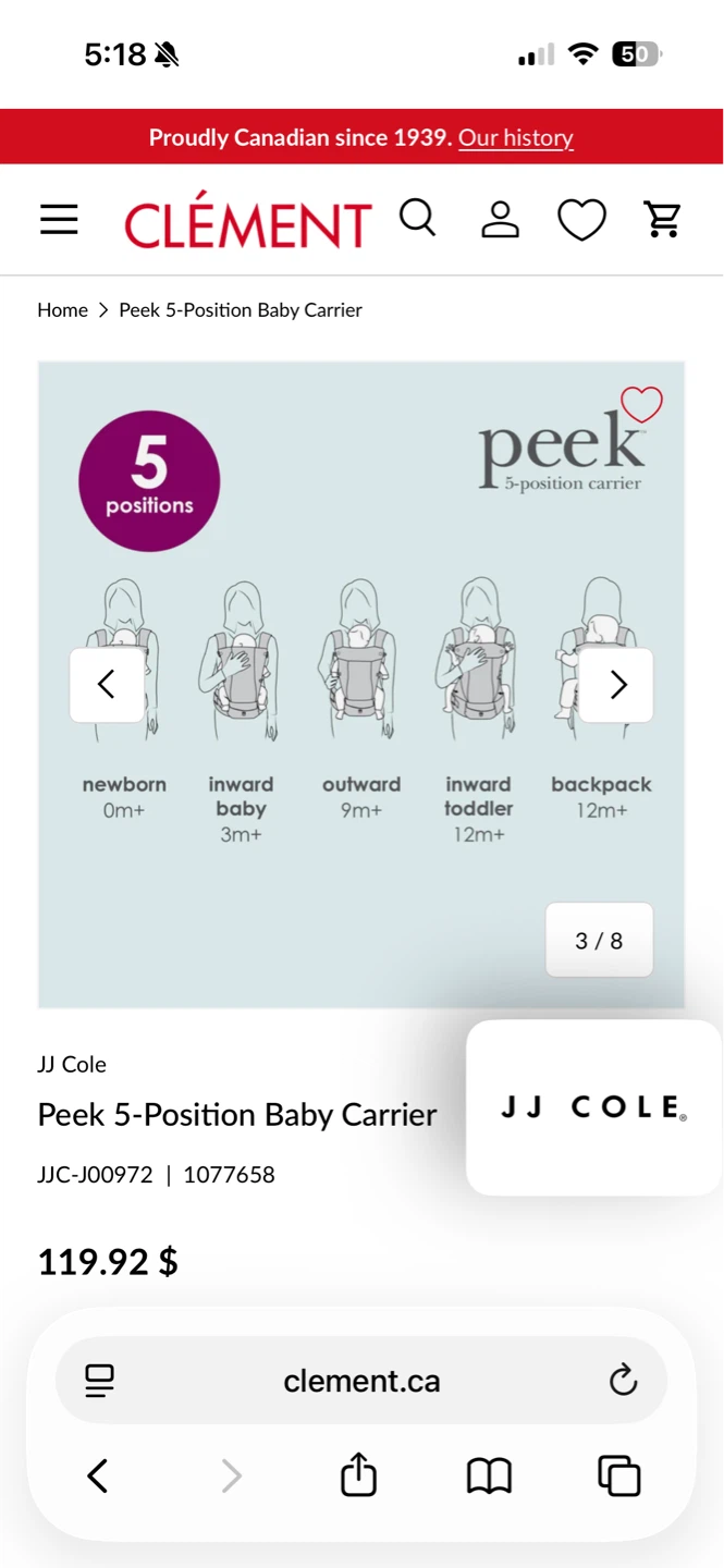 JJ Cole Peek 5-Position Baby Carrier - photo 3