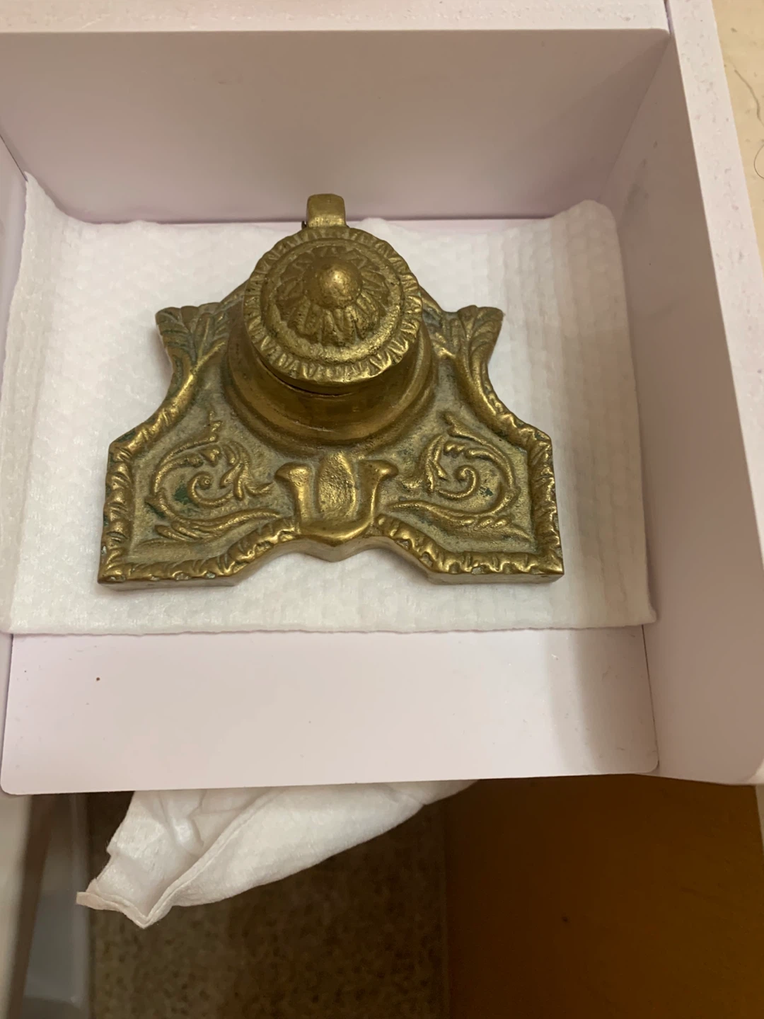 Antique Brass Inkwell