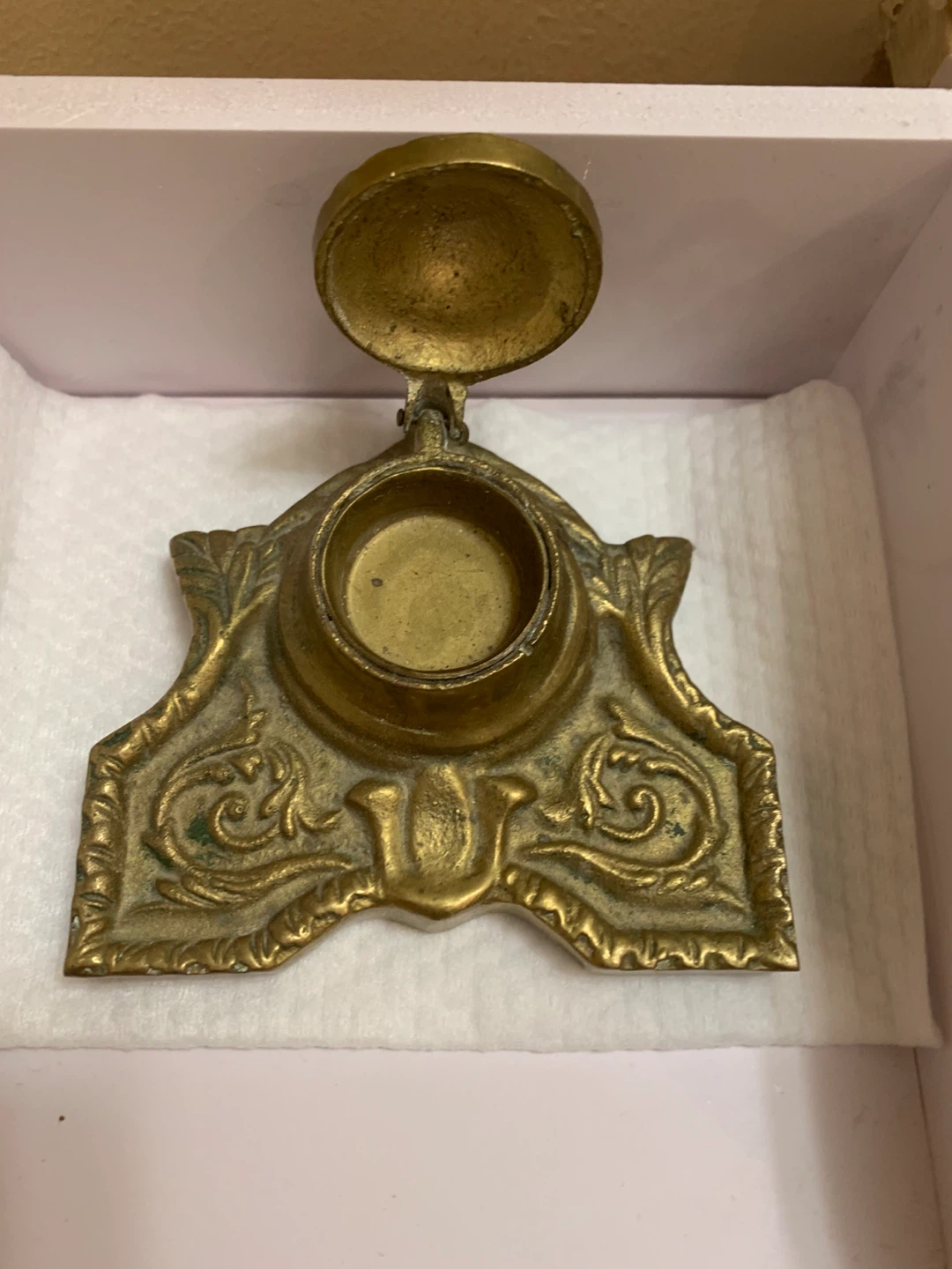 Antique Brass Inkwell - photo 2