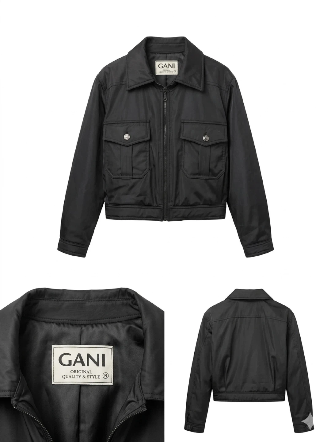 GANI Black Bomber Jacket - size 2 - photo 3