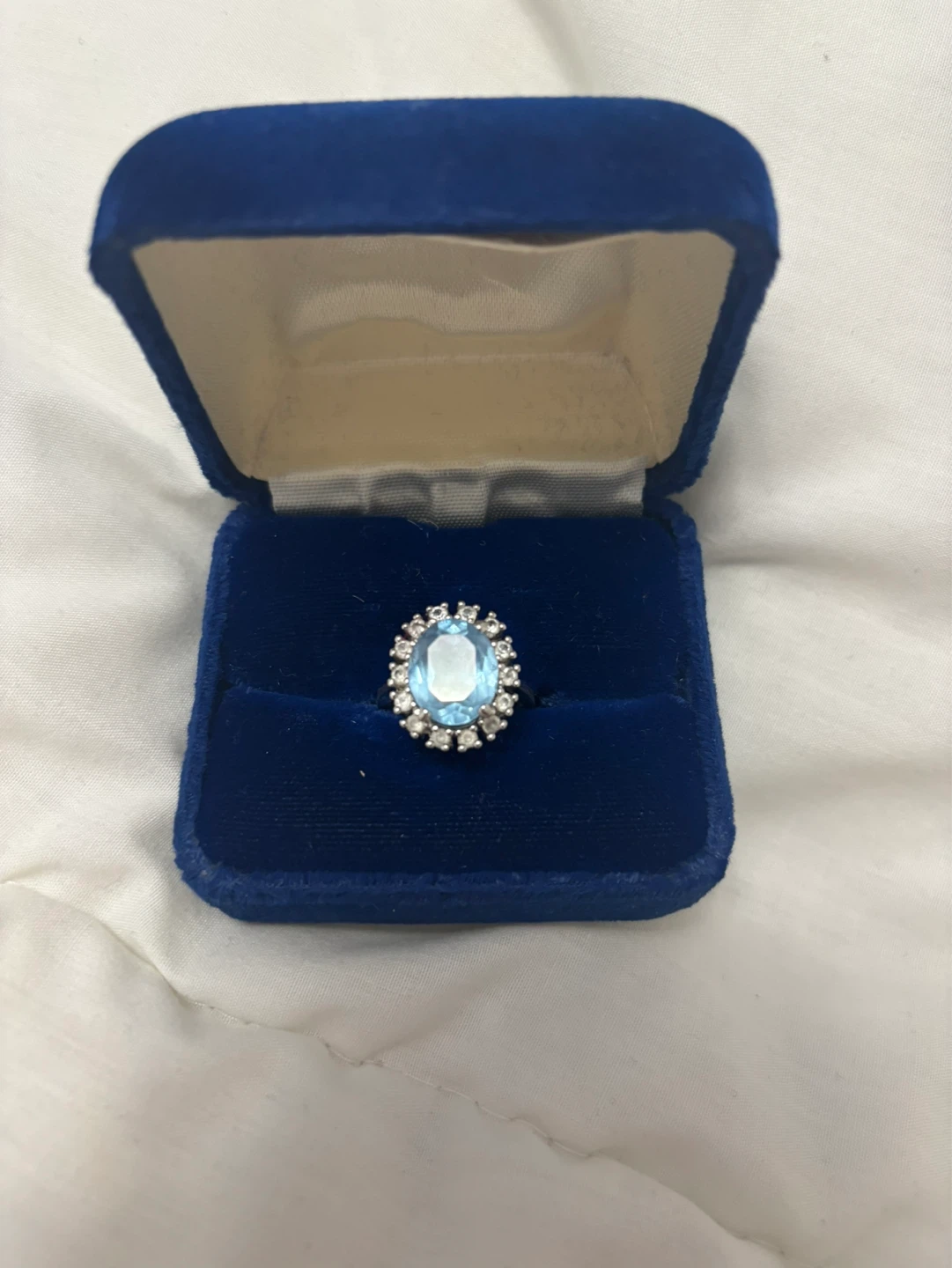 Blue Gemstone Ring with Halo - photo 3