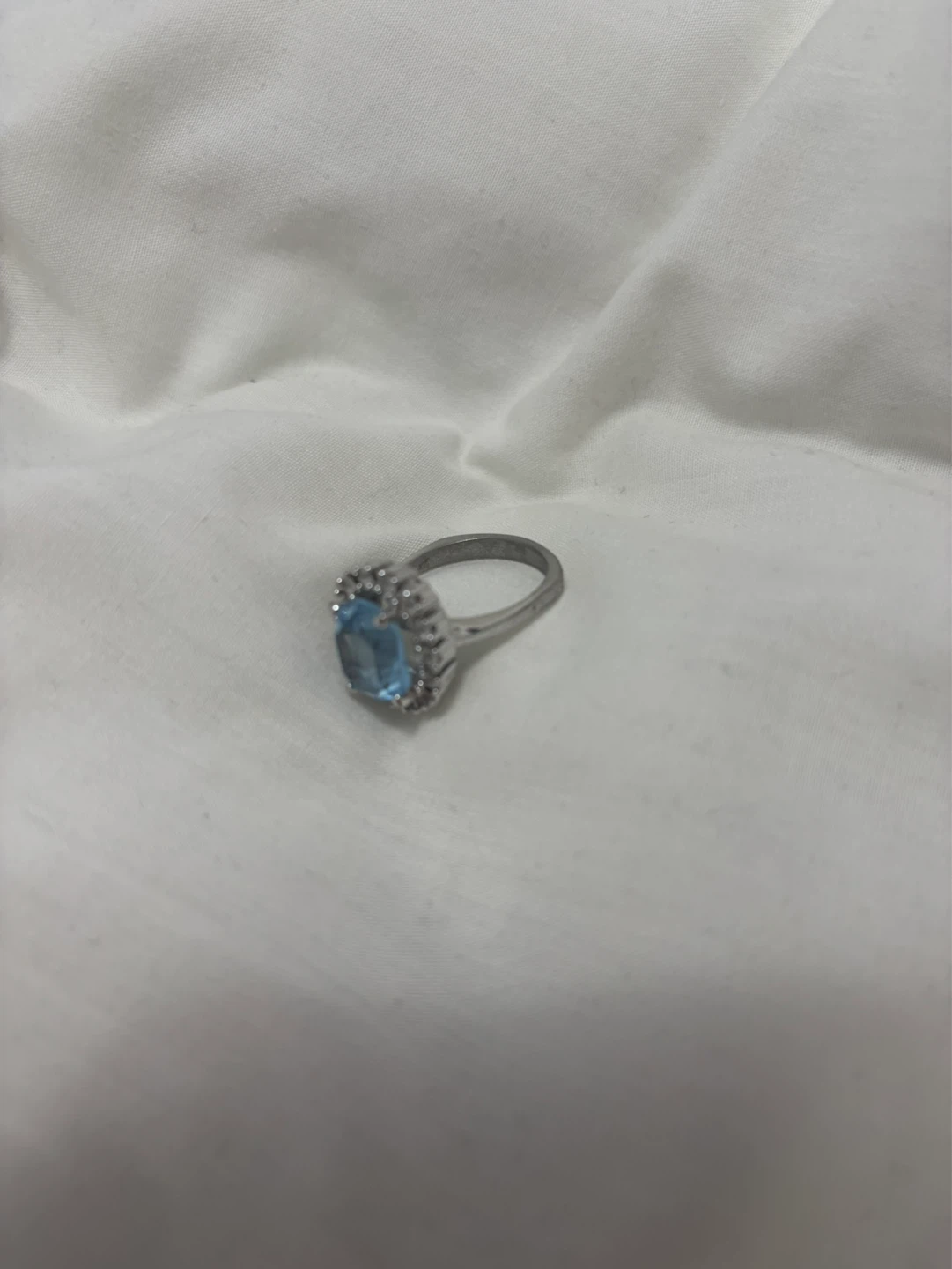 Blue Gemstone Ring with Halo - photo 2
