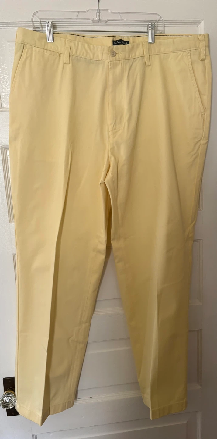 Nautica Men's Yellow Cotton Chino Pants 40W x 32L