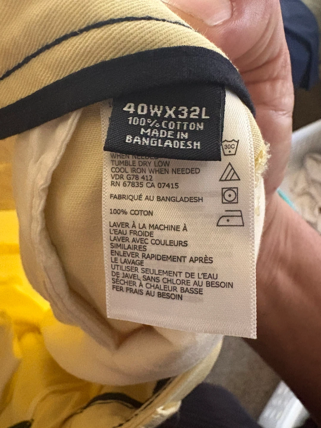 Nautica Men's Yellow Cotton Chino Pants 40W x 32L - photo 2