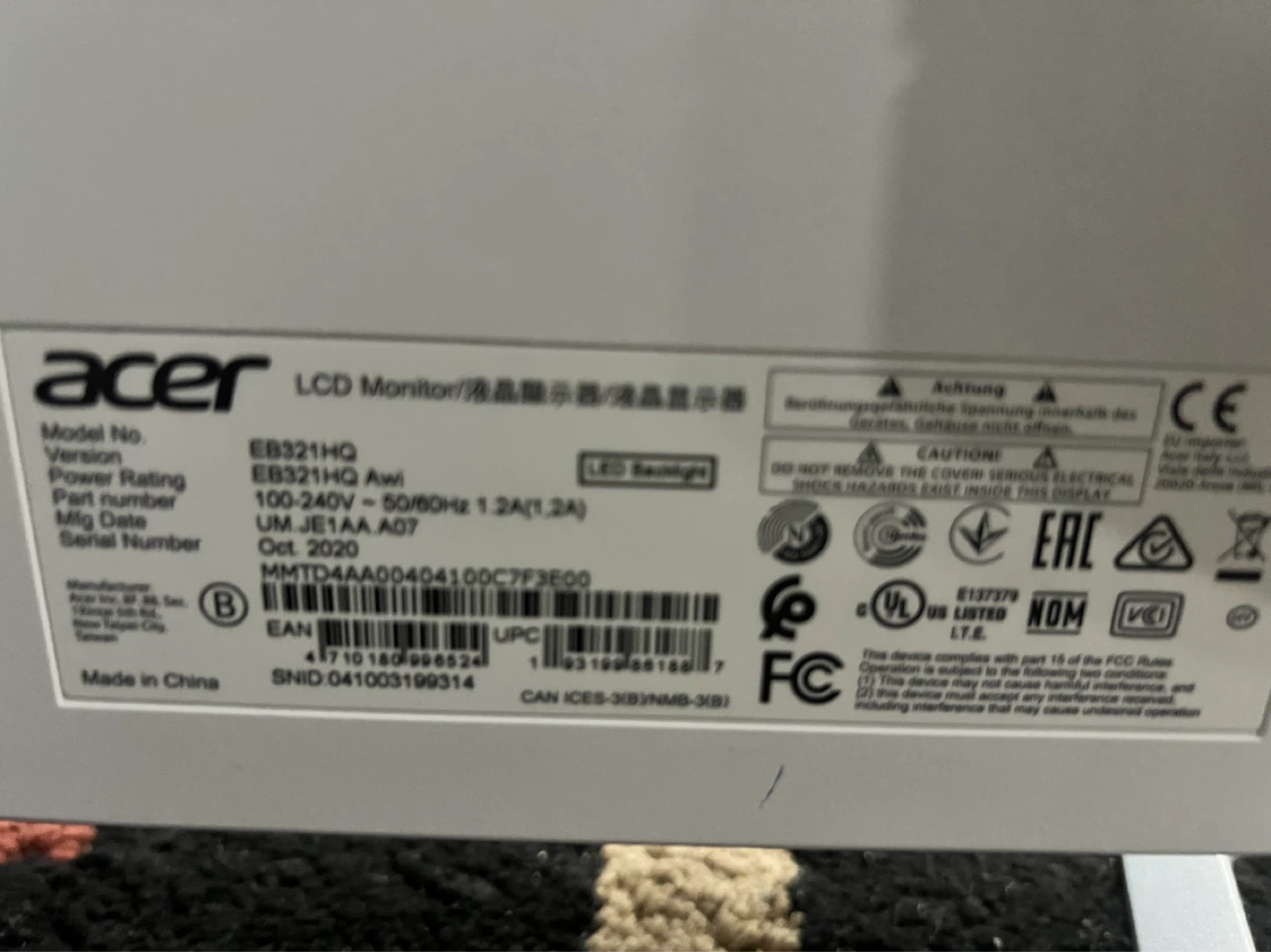Acer EB321HQ Awl 32" LCD Monitor - photo 5