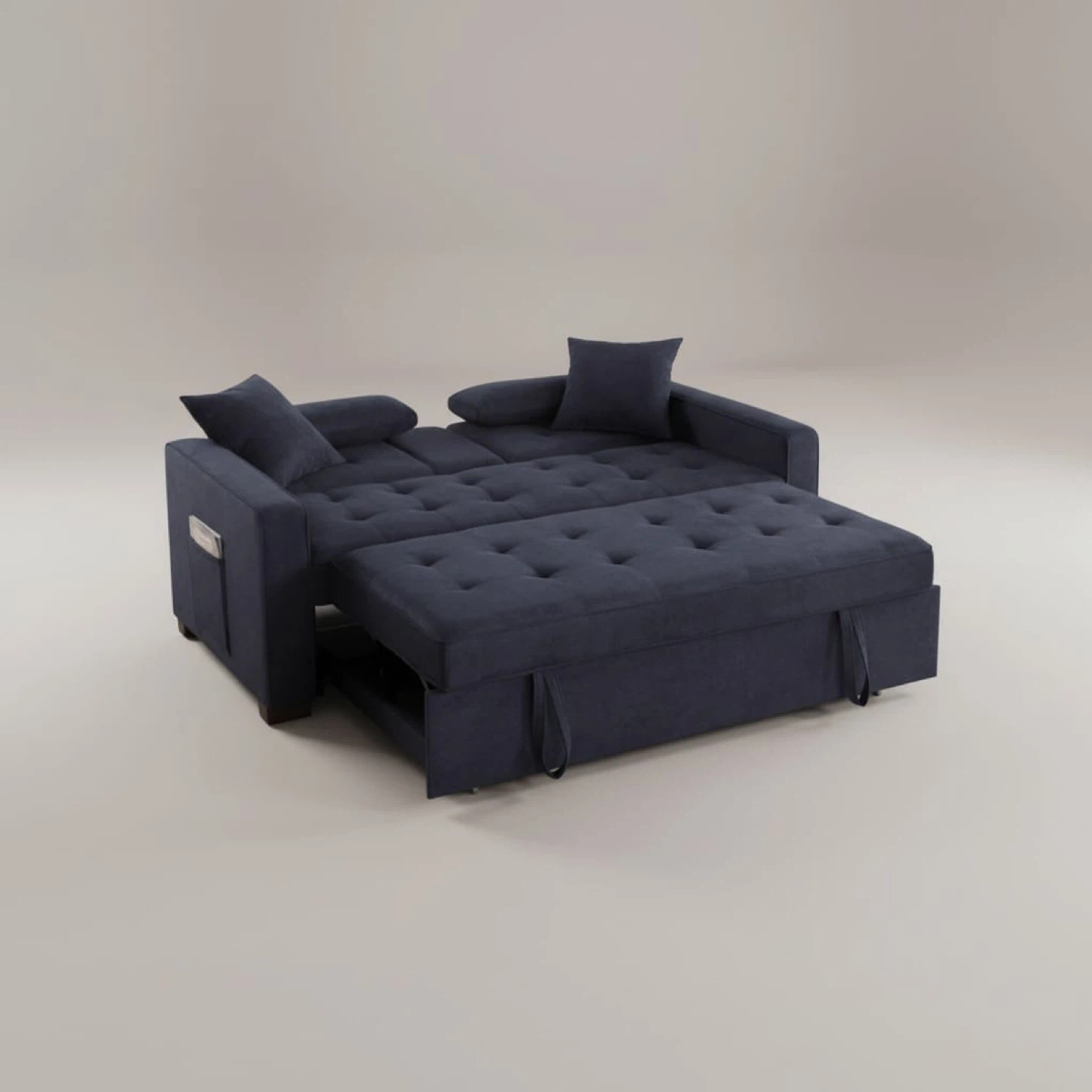 Navy Blue loveseat Bed with usb ports cup holders - photo 3