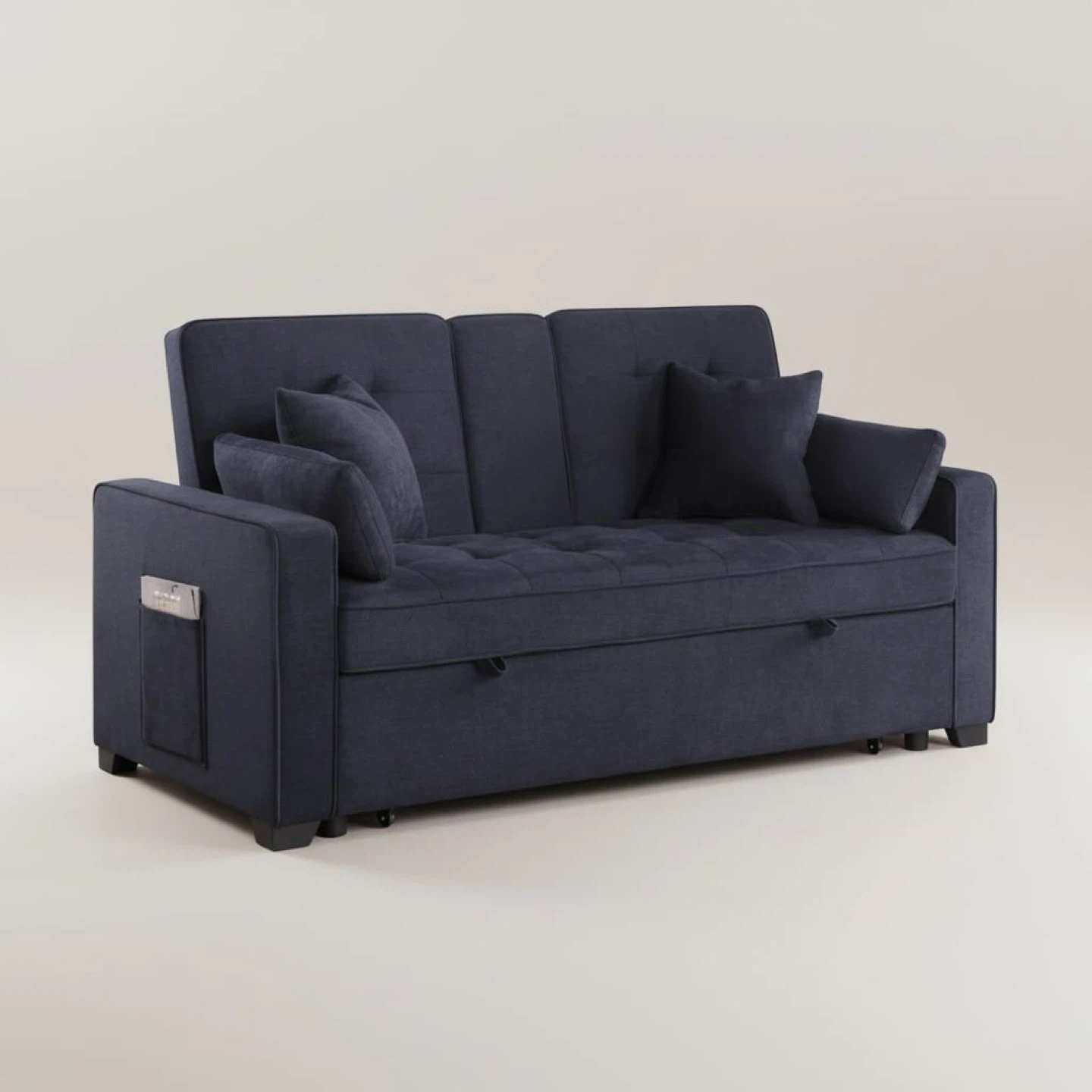 Navy Blue loveseat Bed with usb ports cup holders - photo 4