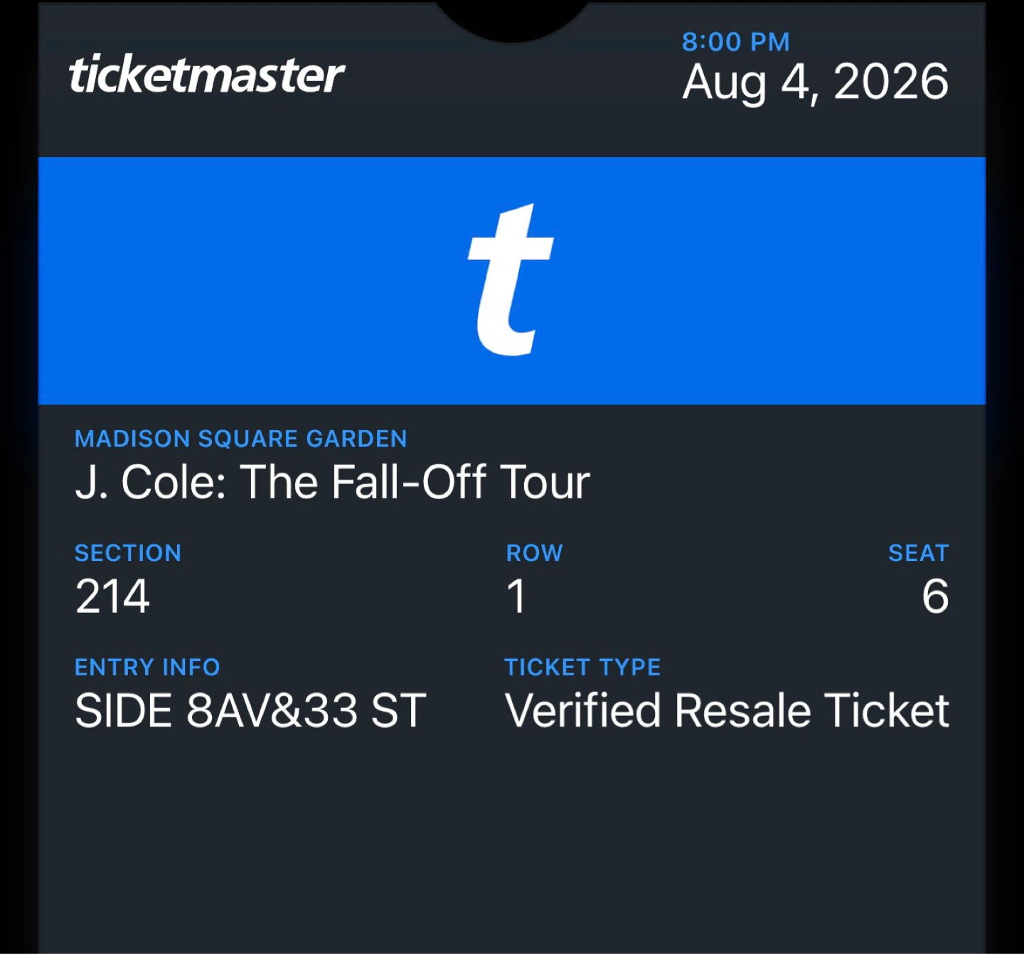 J. Cole: The Fall-Off Tour Ticket
