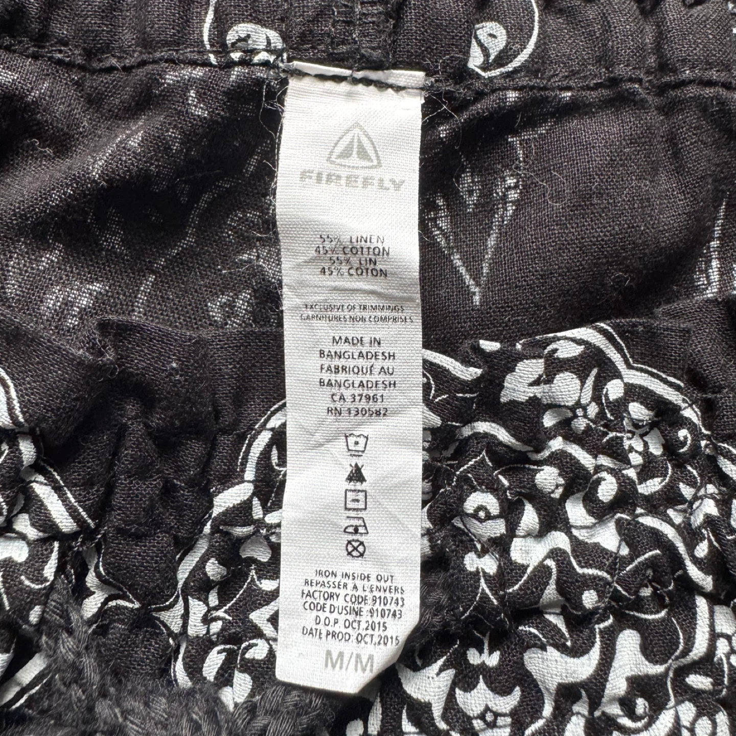 Firefly Women's Black Patterned Linen Cotton Shorts Size M - photo 3