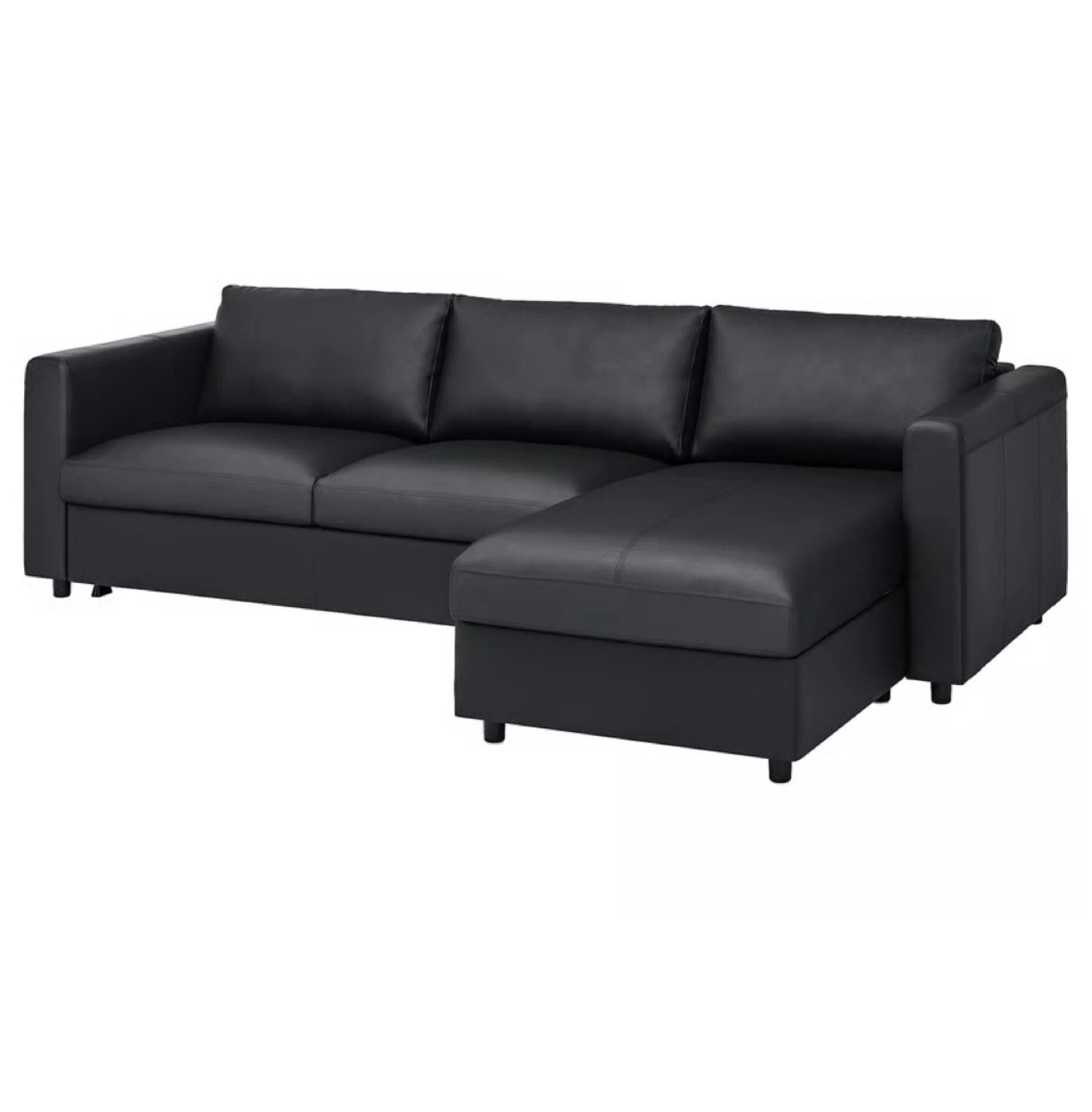 FINNALA 3-seat sofa-bed with chaise lounge, black