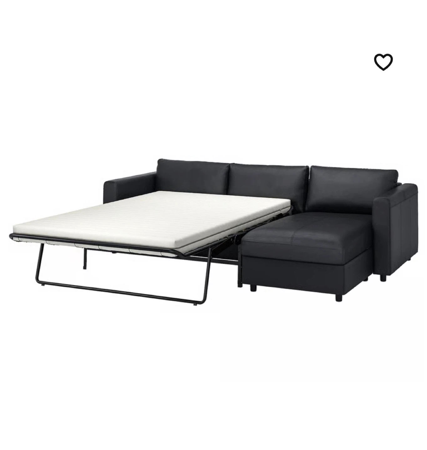 FINNALA 3-seat sofa-bed with chaise lounge, black - photo 2