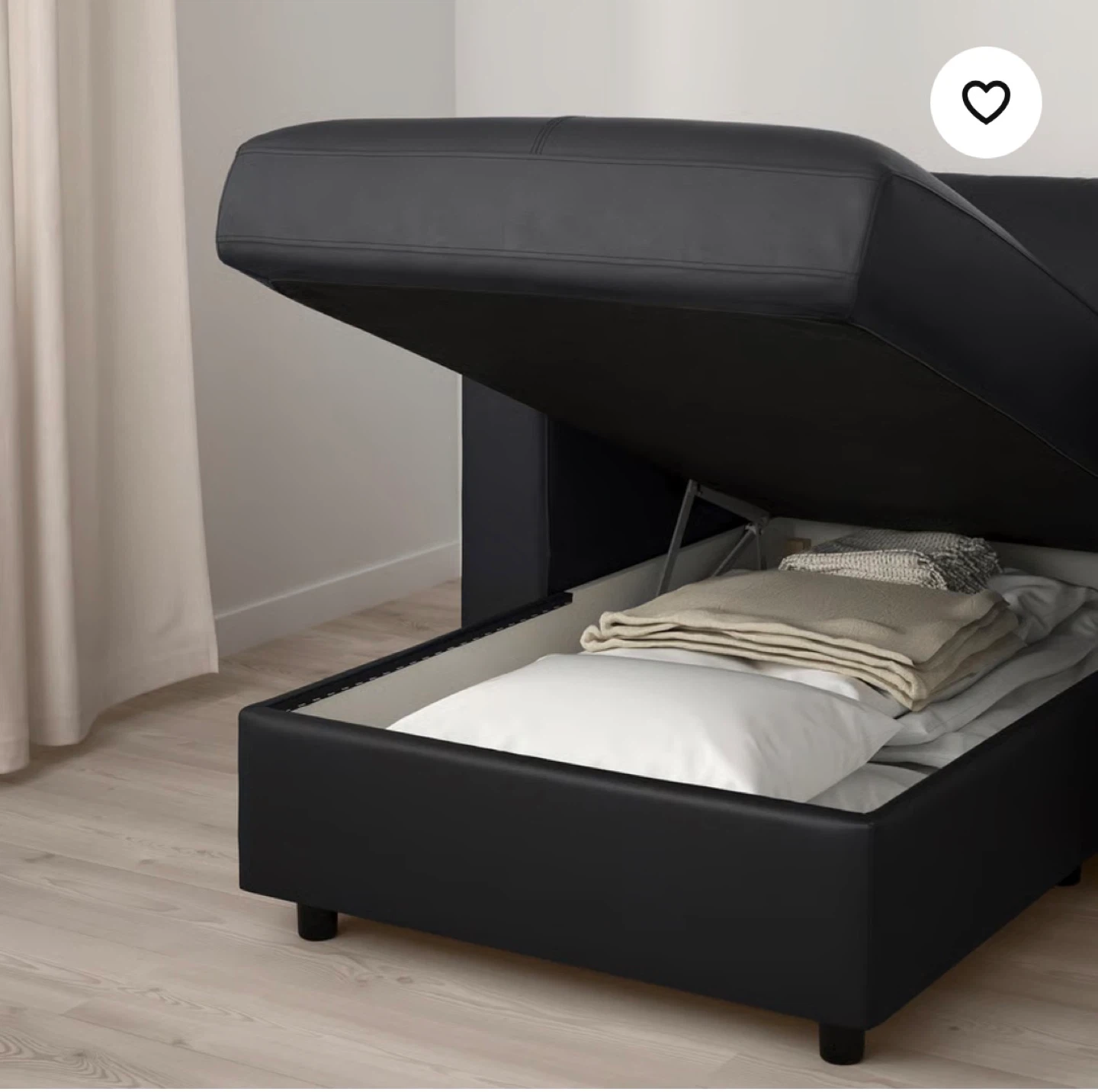 FINNALA 3-seat sofa-bed with chaise lounge, black - photo 5