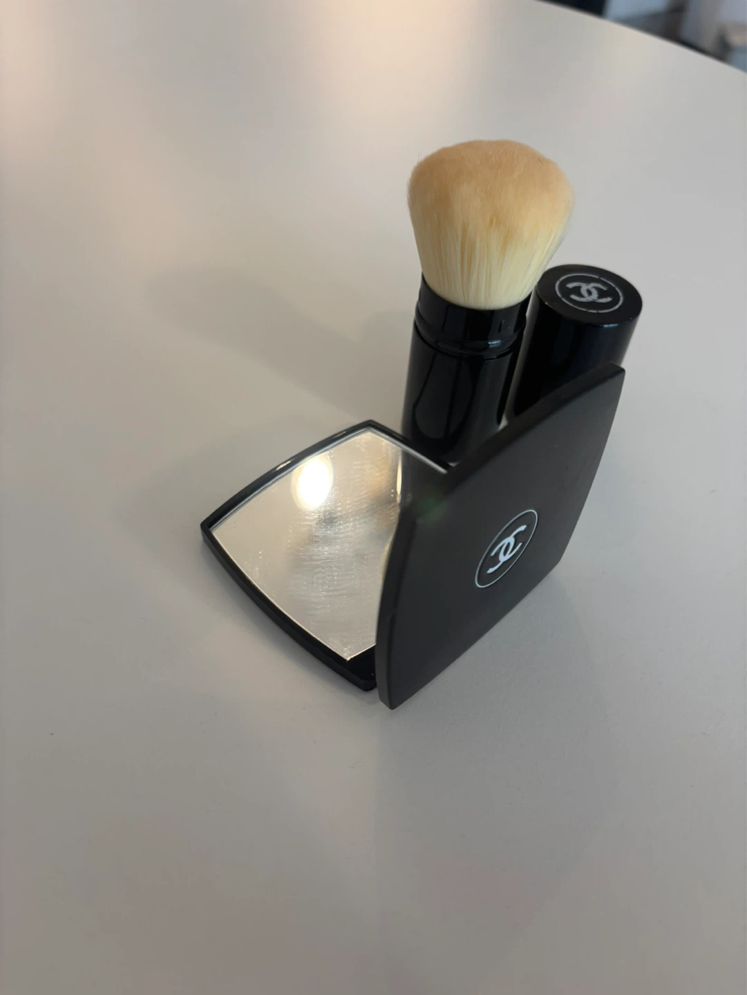 Chanel Compact Mirror and Retractable Brush Set