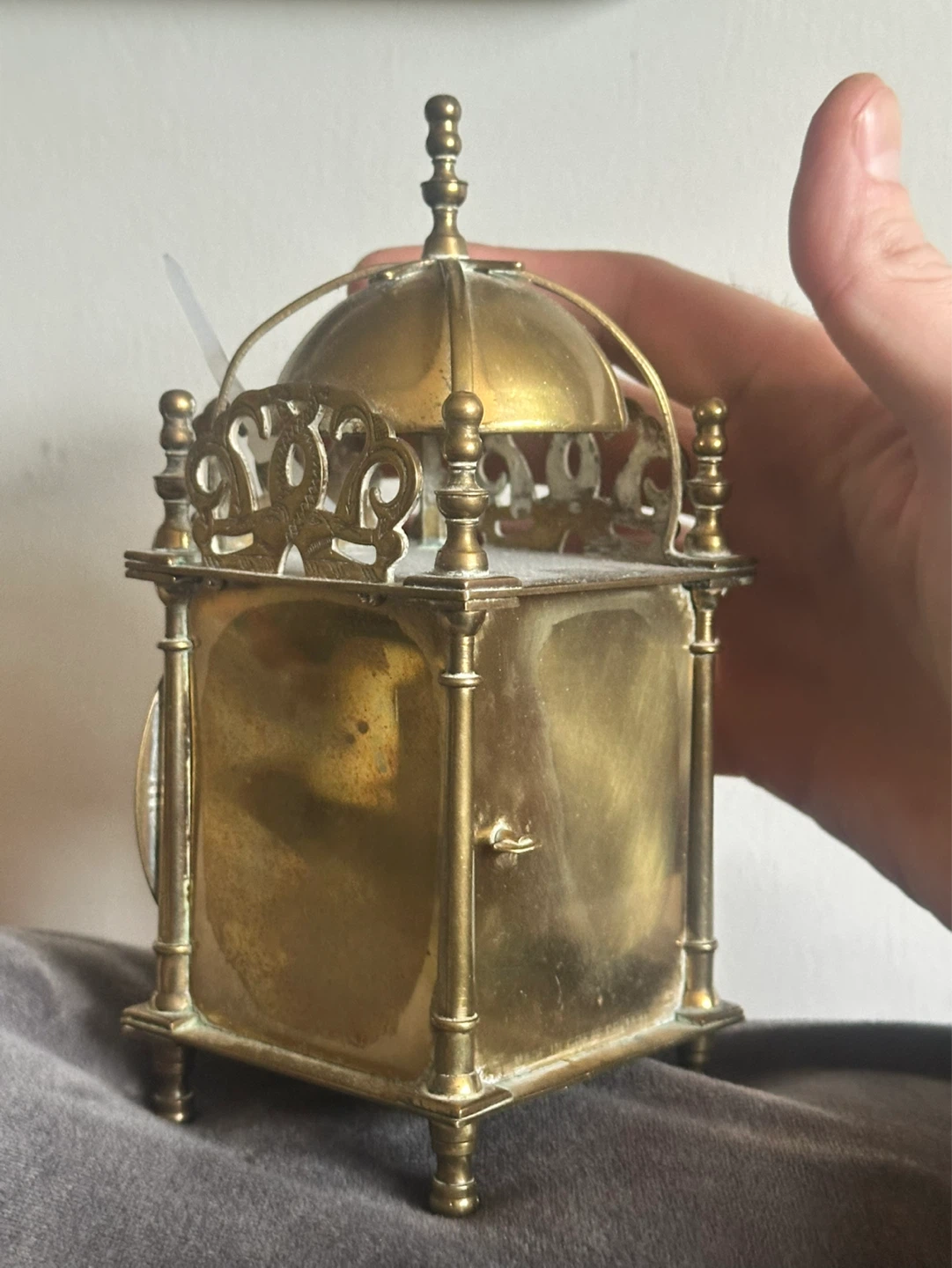 Antique British Smiths Lantern Clock Front Wind - photo 3