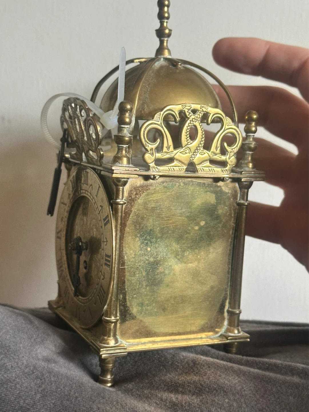 Antique British Smiths Lantern Clock Front Wind - photo 2