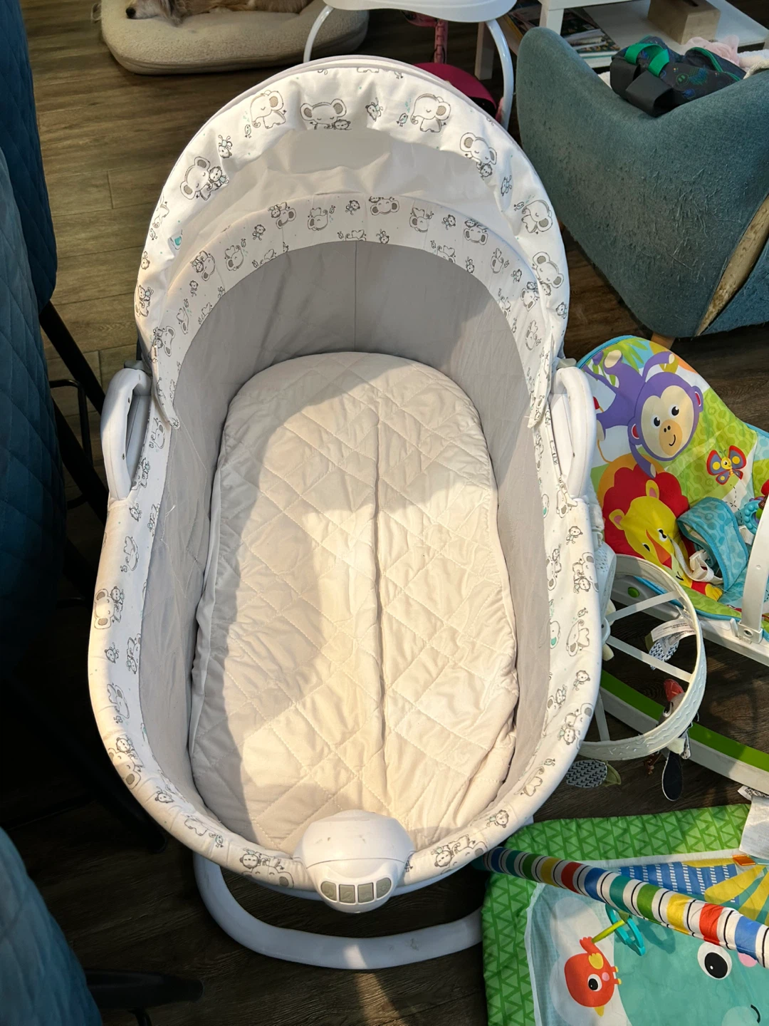 Baby Bassinet, Mobile, Scalling Chair, and Play Mat Bundle - photo 3