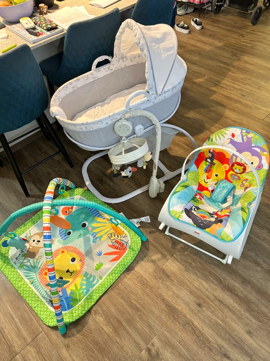 Baby Bassinet, Mobile, Scalling Chair, and Play Mat Bundle - photo 2