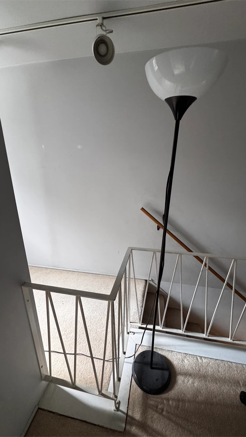 White Arc Floor Lamp with Black Stem