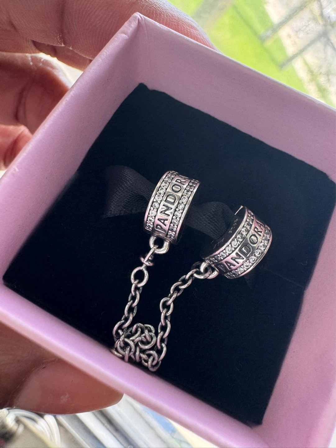 Pandora LOGO Clip Safety Chain - Sterling Silver
