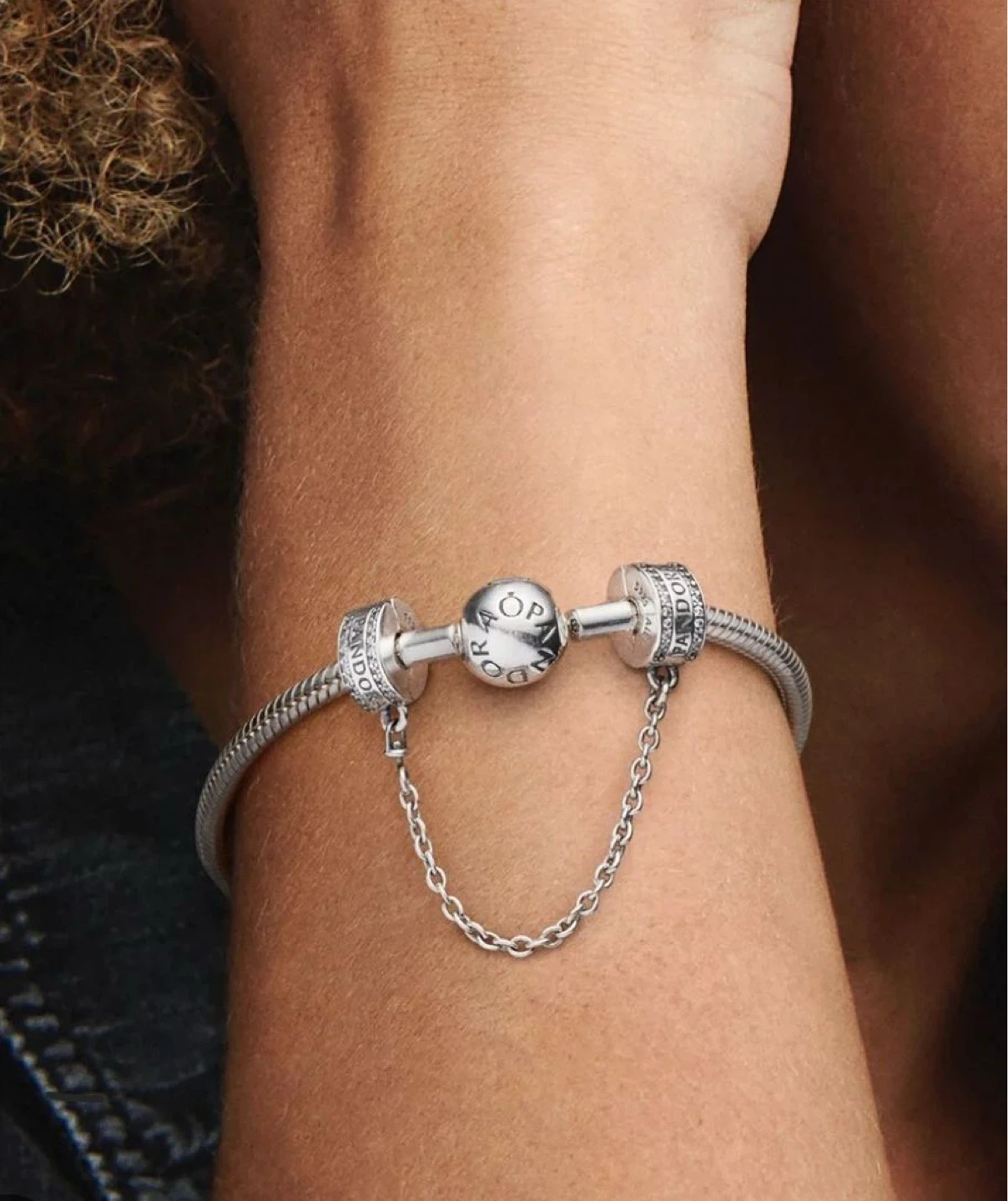 Pandora LOGO Clip Safety Chain - Sterling Silver - photo 2