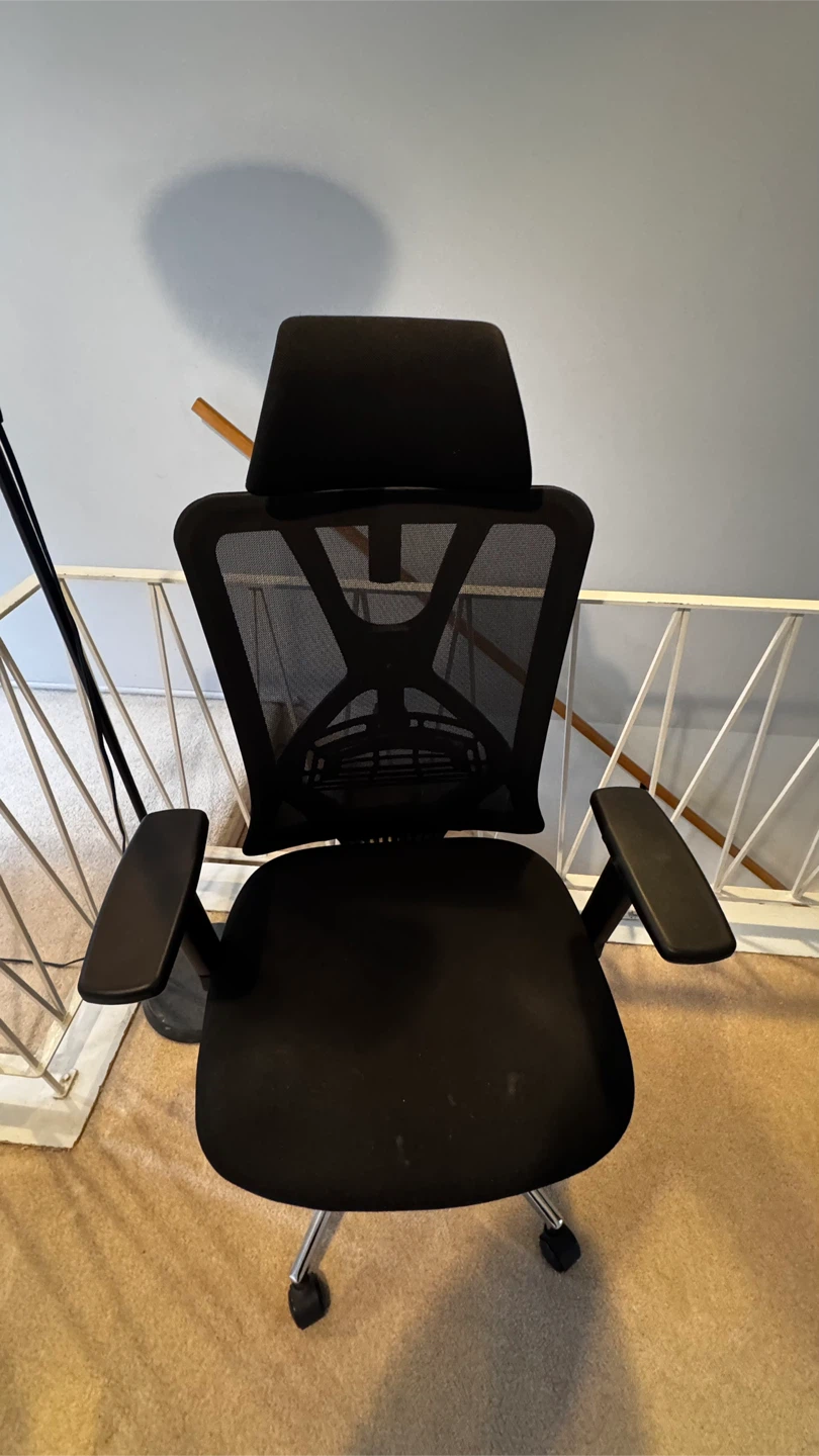 Black Ergonomic Office Chair with Headrest - photo 2