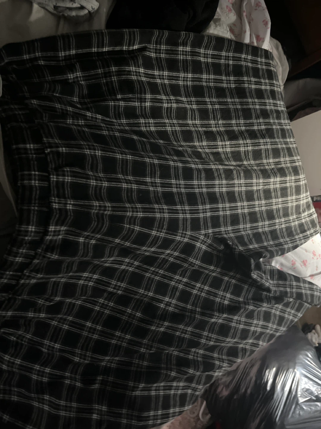 Men's Plaid Pajama Pants - Black and White - photo 2
