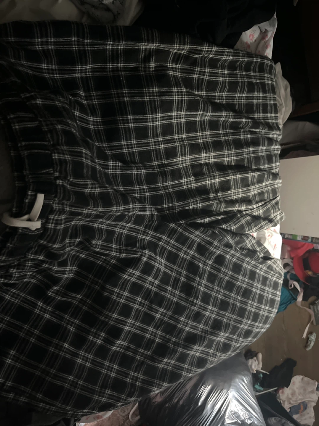 Men's Plaid Pajama Pants - Black and White