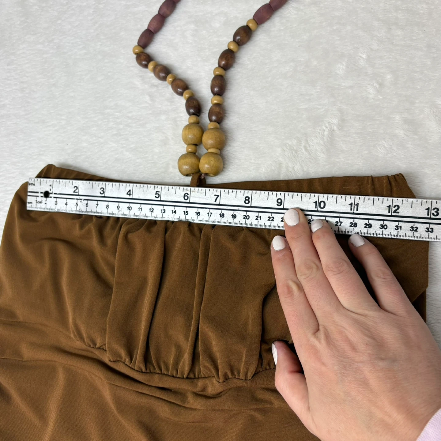 Motherhood Maternity Brown Beaded Halter Dress Small Sleeveless - photo 4