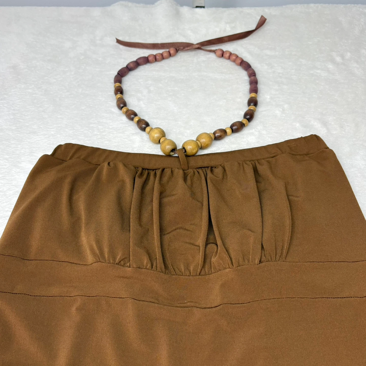 Motherhood Maternity Brown Beaded Halter Dress Small Sleeveless - photo 3