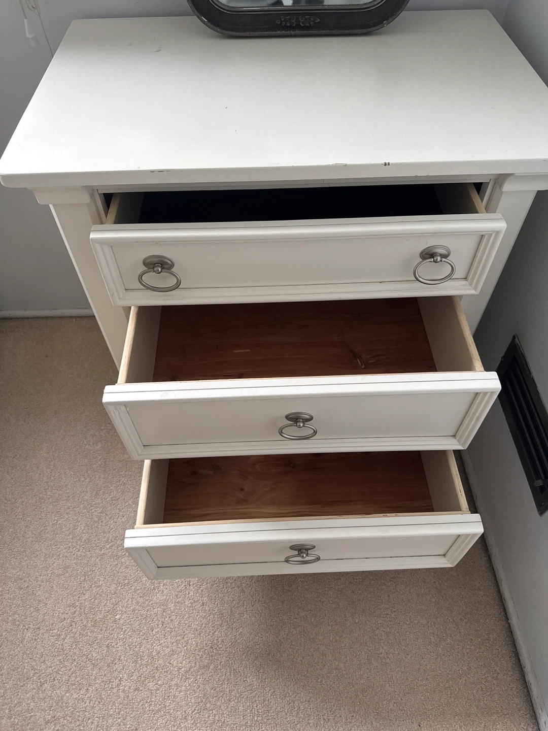 White 3-Drawer Nightstand - photo 2