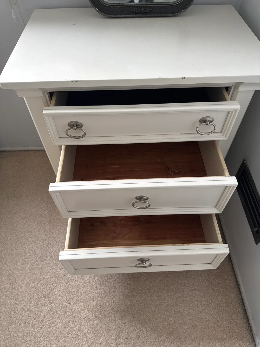 White 3-Drawer Nightstand - photo 2